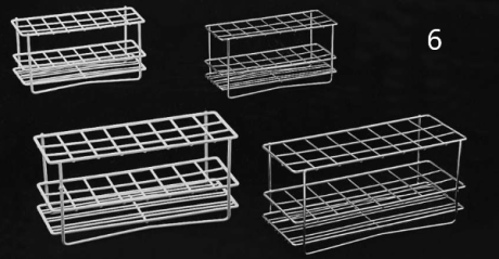 Rozsdamentes acél kémcsőtartó, 6-os típus