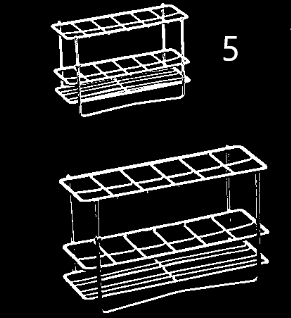 Rozsdamentes acél kémcsőtartó, 5-ös típus